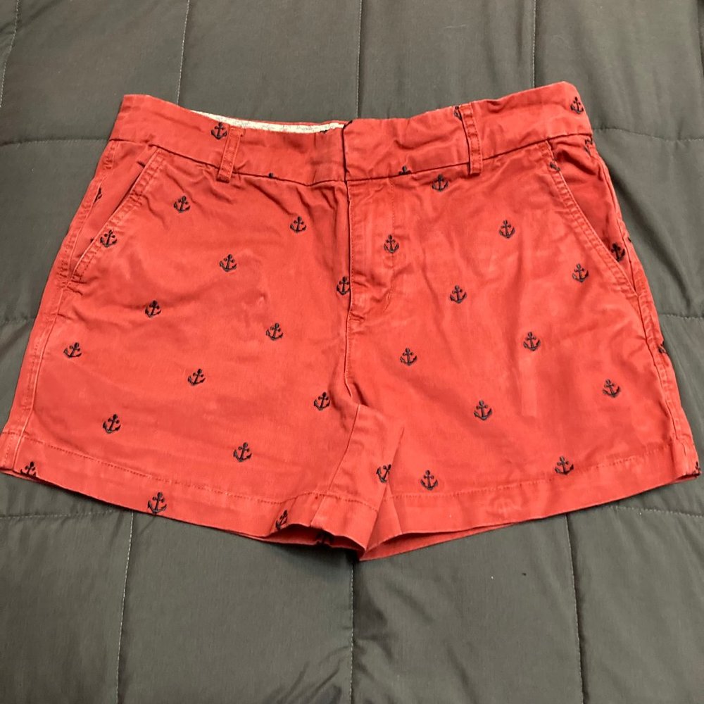 JNY Jones New York Women's Red Nautical Anchor Print Shorts -  Size 4